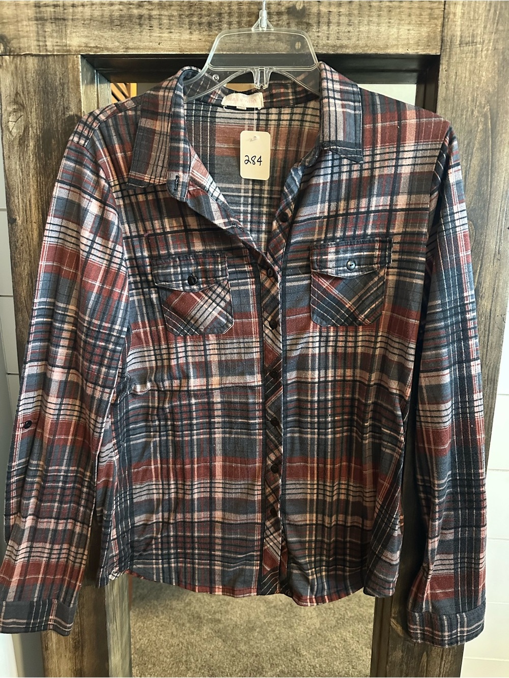 Urban Girl XL Women’s Polyester Plaid Button Down Shirt Roll Tab Western